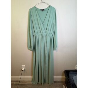 Lulus Womens Maxi Dress Surplice V-Neck Sage Green Size L